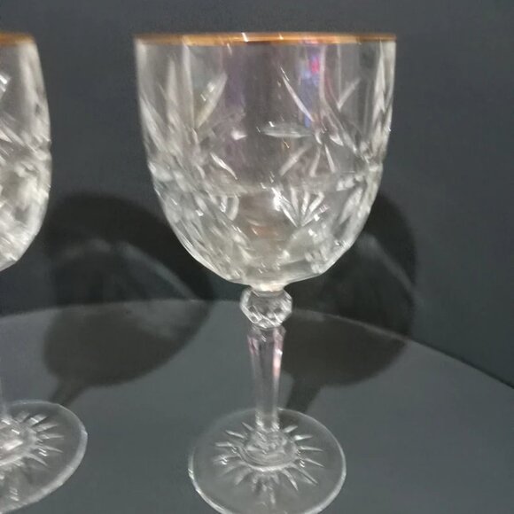 Avon made in France Crystal goblets gold rim 24% lead drinking glass - Picture 5 of 6